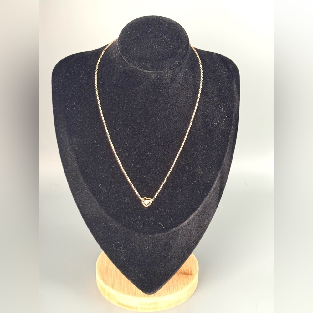 Coach rose‑gold tone heart pendant necklace, dainty chain) - Picture 2 of 7
